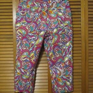 Attyre New York pants cropped/ankle colorful & stretchy size 14